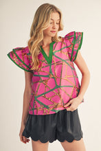 Load image into Gallery viewer, Jodifl Abstract Metallic Jacquard Top in Magenta