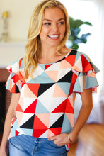 Load image into Gallery viewer, Haptics Geometric Print Woven Top in Grey/Apricot/Black