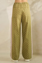 Load image into Gallery viewer, Veveret Polka Dot Pants with Satin Lace Stripes in Olive