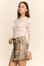 Load image into Gallery viewer, Davi & Dani Striped Lace Mesh Top in Cream