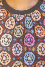 Load image into Gallery viewer, VOY Floral Embroidered Print Bubble Sleeve Top in Brown