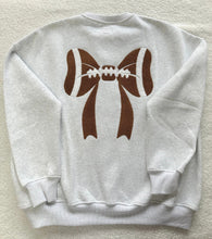 Load image into Gallery viewer, Embroidery Football Bows Sweatshirt in Pearl Gray