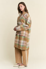Load image into Gallery viewer, J.nna Multi Color Plaid Midi Coat in Mustard Green
