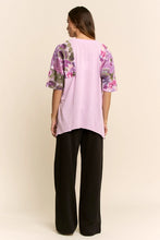 Load image into Gallery viewer, Davi & Dani Knit Top with Sequin Floral Sleeves in Lavender