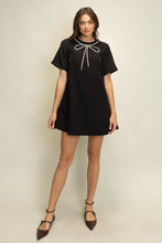 Load image into Gallery viewer, Heyson Rhinestone Bow Mini Dress in Black