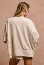 Load image into Gallery viewer, BiBi OVERSIZED Solid Color Top with Leopard "LOVE" Letter Patches in Oatmeal ON ORDER