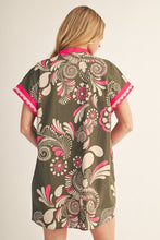 Load image into Gallery viewer, Jodifl Lace Trim Accent Boho Floral Dress in Olive