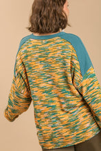 Load image into Gallery viewer, Umgee French Terry and Multicolored Cut & Sew Fabric Pullover in Lagoon
