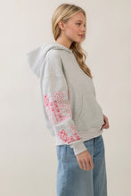 Load image into Gallery viewer, Veveret Sweatshirt Hoodie With Patchwork Sleeve Detail in Pink