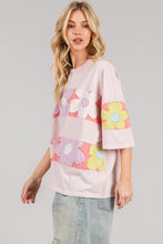 Load image into Gallery viewer, Sage+Fig OVERSIZED Pastel Retro Floral Patched Top in Light Pink