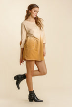 Load image into Gallery viewer, Umgee Dip Dye French Terry Round Neck Button Tab on Sleeves Dress in Taupe Bronze