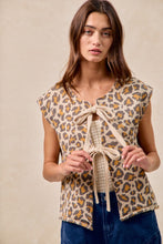 Load image into Gallery viewer, BiBi Open Front Bow Tie Closure Sweater Vest in Leopard