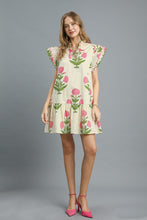 Load image into Gallery viewer, Umgee Bold Floral Print Mini Dress in Cream Mix