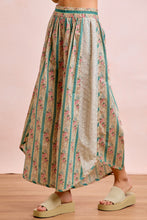 Load image into Gallery viewer, BiBi Floral Eyelet Side Elastic Waist Wide Leg Pants in Teal