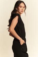 Load image into Gallery viewer, Davi & Dani Soft Knit Solid Color Jumpsuit with Rhinestone Details in Black