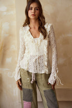 Load image into Gallery viewer, LovLov FITTED Sheer Floral Lace Top with Ruffles in Cream