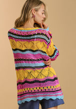 Load image into Gallery viewer, Umgee Crochet Knit Sweater in Yellow Pink