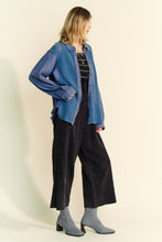 Load image into Gallery viewer, Davi & Dani Waffle Knit and Gauze Top in Teal Blue