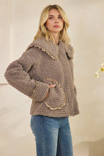 Load image into Gallery viewer, Veveret Sherpa Jacket with Ruffle Trim in Gray