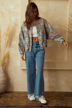 Load image into Gallery viewer, LovLov Washed Denim Floral Print Tiered Jacket in Floral Denim Mix ON ORDER