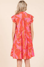 Load image into Gallery viewer, Mittoshop Leaf Print Tiered Mini Dress in Coral Combo