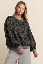 Load image into Gallery viewer, J.nna Textured Floral Print Sweater in Black