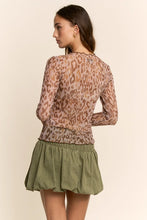 Load image into Gallery viewer, Davi & Dani Sheer Leopard Mesh Top in Taupe Leopard