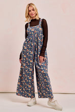 Load image into Gallery viewer, BiBi Floral Print Denim Wide Leg Jumpsuit in Denim
