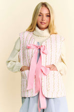Load image into Gallery viewer, Davi & Dani Padded Quilted Floral Print Vest with Bow Tie Front in Pink