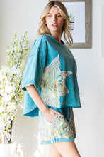 Load image into Gallery viewer, Oli & Hali Multi Print Star Patched Top and Short Set in Blue