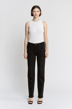 Load image into Gallery viewer, Mica Denim High Rise Pearl and Rhinestone Embellished Straight Leg Jeans in Black Pearl