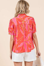 Load image into Gallery viewer, Mittoshop Leaf Print Babydoll Top in Coral Combo FINAL SALE