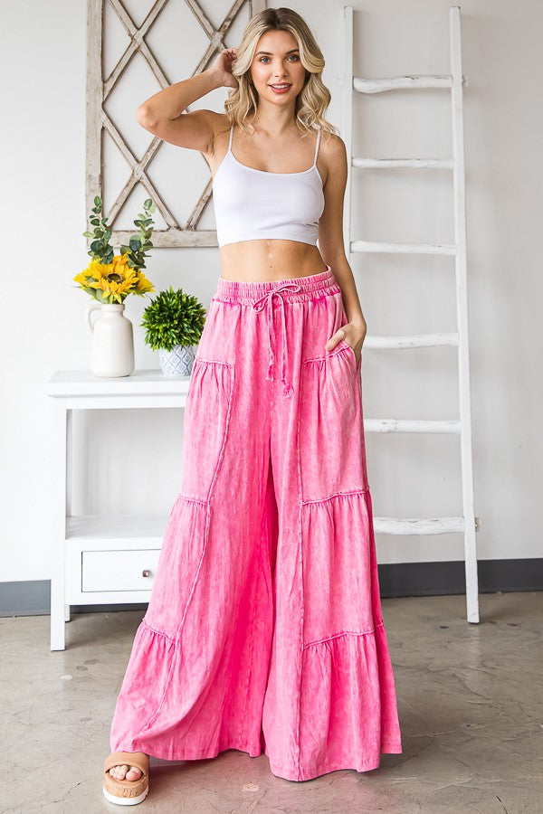 Pale Chestnut Ruffle Tiered Cami Pleated Wide Leg Pants Set – PINKCOLADA