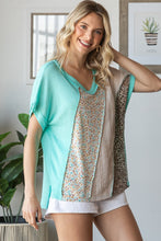 Load image into Gallery viewer, 7th Ray Mixed Print Textured Patchwork Top in Mint