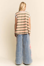 Load image into Gallery viewer, Davi & Dani Contrasting Striped Sleeveless Top in Apricot Olive