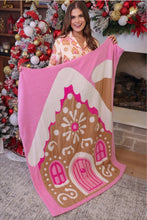 Load image into Gallery viewer, Jess Lea Whimsical Gingerbread House Blanket in Pink