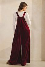 Load image into Gallery viewer, LovLov Solid Color Velvet Overalls in Burgundy Red
