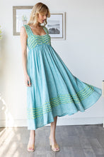 Load image into Gallery viewer, Oli & Hali Midi Dress with Frilled Details in Aqua