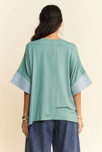 Load image into Gallery viewer, Davi & Dani Denim Star Patch Top in Blue Sage