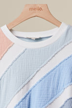 Load image into Gallery viewer, mello. Colorblock Textured Stripe Pullover Top in Off White