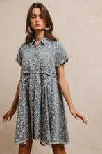 Load image into Gallery viewer, BiBi Denim Floral Mini Dress with Frayed Details in Denim