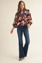 Load image into Gallery viewer, Jodifl Floral Fabric Mix Top in Brown