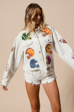 Load image into Gallery viewer, BiBi Corduroy Jacket with Sequin Helmet and Football Patches in Off White