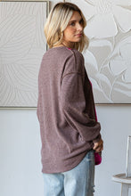 Load image into Gallery viewer, 7th Ray Color Block Mixed Fabric and Print Top in Brown