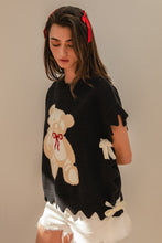 Load image into Gallery viewer, BiBi Teddy Bear Knit Sweater Top with Side Ties in Black