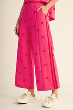 Load image into Gallery viewer, Jodifl Color Rib Band Side Accent Wide Leg Polka Dot Pants in Hot Pink