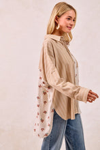 Load image into Gallery viewer, BiBi OVERSIZED Mix n Match Stripes and Floral Print Top in Taupe/Terracotta
