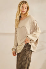 Load image into Gallery viewer, Sage+Fig Studded Heart Patched Top in Gray