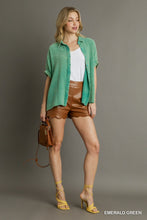Load image into Gallery viewer, Umgee Gauze Button Down Top in Emerald Green