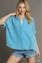 Load image into Gallery viewer, Umgee Gauze Button Down Top in Aqua